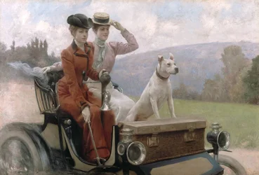 The Goldsmith Ladies in the Bois de Boulogne in 1897 on a Carriage